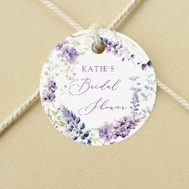 Lila + Lavendel Floral Round Gevor Tag Geschenkanhänger