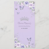 Lila Lavendel-Floral-Schmetterlinge Slim Menu Menükarte (Rückseite)