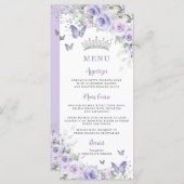 Lila Lavendel-Floral-Schmetterlinge Slim Menu Menükarte (Vorne/Hinten)