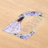Lila Lavendel Floral Silber Quinceañera Sweet 16 Acryleinladungen (Ablage )