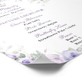 Lila Lavendel Floral Silver Quinceañera Bar Menu Poster (Ecke)