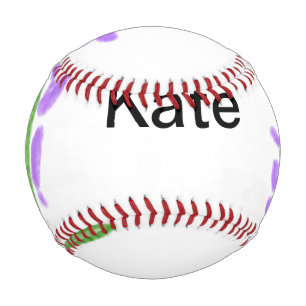 Lila Lavendel florale Aquarellfarbe Name cu Baseball