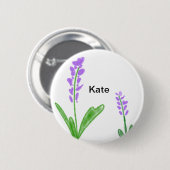 Lila Lavendel florale Aquarellfarbe Name cu Button (Vorne & Hinten)