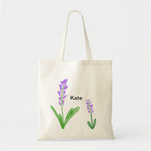 Lila Lavendel florale Aquarellfarbe Name cu Tragetasche