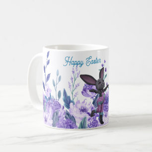 Lila Lavendel Florales Whimsical-Ostern-Hasen-Tass Kaffeetasse