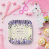 Lila Lavendel florgelbes Brautparty Pappteller (Party)