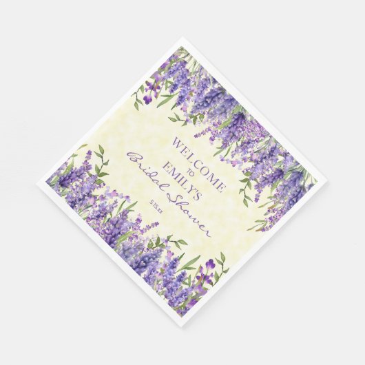 Lila Lavendel florgelbes Brautparty Serviette (Ecke)