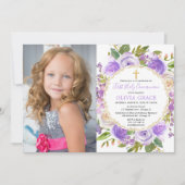 Lila Lavendel-Foto der Mädchengemeinde Einladung (Vorderseite)