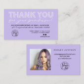 Lila Lavendel-Foto Logo Bestellung Vielen Dank Visitenkarte (Vorne/Hinten)