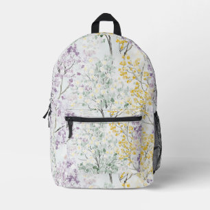 Lila Lavendel Gelb Grün Blumig Bedruckter Rucksack