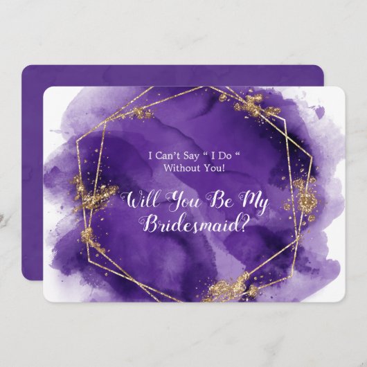 Lila Lavendel Gold werden Sie meine Bridesmaid sei Einladung (Vorne/Hinten)