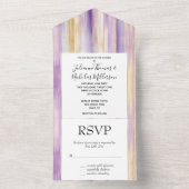 Lila Lavendel-Goldstreifen All In One Einladung (Innen Boden)