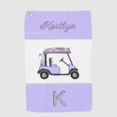 Lila Lavendel-Golfwagen-Monogramm-Name Golfhandtuch (Vorderseite)