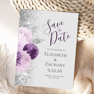 Lila Lavendel Grau Silber Glitter Postkarte
