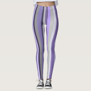 Lila Lavendel Grau Vertikal Gestreift Leggings