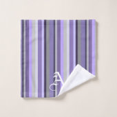 Lila Lavendel Grau Vertikal gestreift Personalisie Badhandtuch Set (Waschlappen)