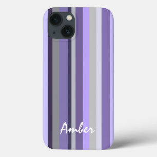 Lila Lavendel Grau Vertikal gestreift Personalisie Case-Mate iPhone Hülle