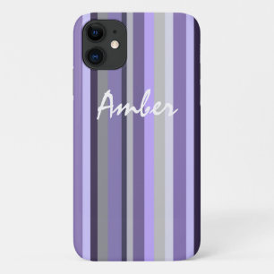 Lila Lavendel Grau Vertikal Gestreift Personalisie Case-Mate iPhone Hülle