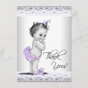 Lila Lavendel Graue Babyparty Dankeschön Dankeskarte