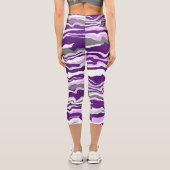 Lila, Lavendel, Graustreifen Capri Leggings (Rückseite)