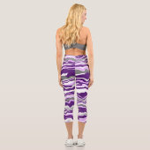 Lila, Lavendel, Graustreifen Capri Leggings (Rückseite)