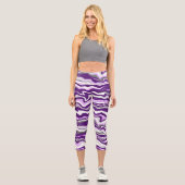 Lila, Lavendel, Graustreifen Capri Leggings (Vorderseite)