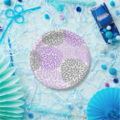 Lila Lavendel Gray Dahlia Babydusche / Bridal Pappteller (Party)