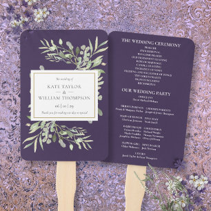 Lila-Lavendel-Grün-Hochzeitsprogramm Fächer