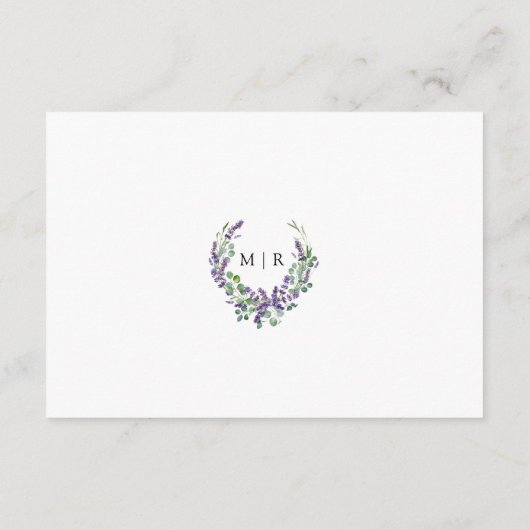 Lila Lavendel-Hochzeitsstimmung in der Rustik Begleitkarte (Rückseite)