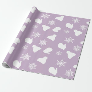 Lila Lavendel Holiday Mitten und Weihnachtslieder Geschenkpapier