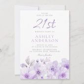 Lila Lavendel Hübsche Frauen 21. Geburtstag Party Einladung (Vorderseite)