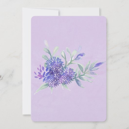 Lila Lavendel-Hydrangeas-Engagement-Partei Einladung (Rückseite)