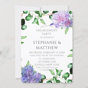 Lila Lavendel-Hydrangeas-Engagement-Partei Einladung