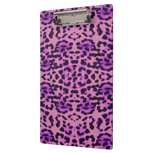Lila Lavendel Leopard Print Klemmbrett (Links)