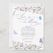 Lila Lavendel-Liebe im Bloom-Brautparty Einladung (Vorderseite)