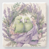 Lila Lavendel Lovebird Wasserfarbensteine Unterset Steinuntersetzer (Vorderseite)
