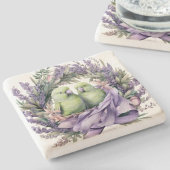Lila Lavendel Lovebird Wasserfarbensteine Unterset Steinuntersetzer