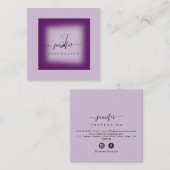 Lila Lavendel-Makeup-Monogramm-Logo Quadratische Visitenkarte (Vorne/Hinten)