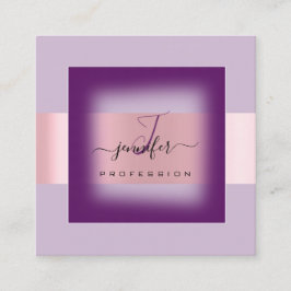 Lila Lavendel Makeup Monogramm Name Soziale Rose Quadratische Visitenkarte