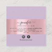 Lila Lavendel Makeup Monogramm Name Soziale Rose Quadratische Visitenkarte (Rückseite)