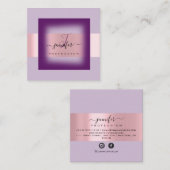 Lila Lavendel Makeup Monogramm Name Soziale Rose Quadratische Visitenkarte (Vorne/Hinten)