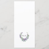 Lila Lavendel-Menü mit rustikalen Blumengerichten Menükarte (Rückseite)