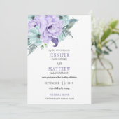 Lila Lavendel Mint Peonies Einladung (Stehend Vorderseite)