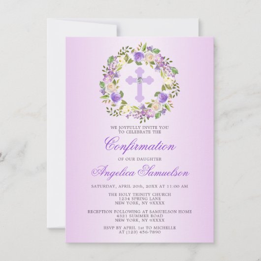 Lila Lavendel mit Aquarellfarben Einladung (Vorderseite)