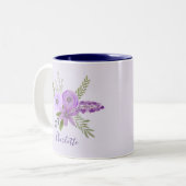 Lila Lavendel mit individueller Floral Zweifarbige Tasse (Vorderseite Links)