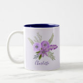 Lila Lavendel mit individueller Floral Zweifarbige Tasse (Links)