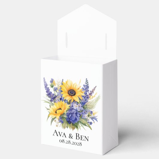 Lila Lavendel mit Sonnenblumen Hochzeit Geschenkschachtel (Geöffnet)