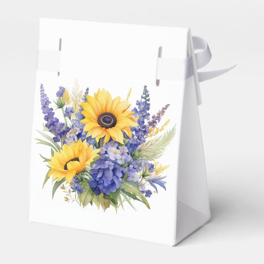 Lila Lavendel mit Sonnenblumen Hochzeit Geschenkschachtel (Rückseite)