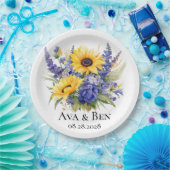 Lila Lavendel mit Sonnenblumen Hochzeit Pappteller (Party)