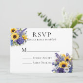 Lila Lavendel mit Sonnenblumen RSVP-Karten Einladung (Stehend Vorderseite)